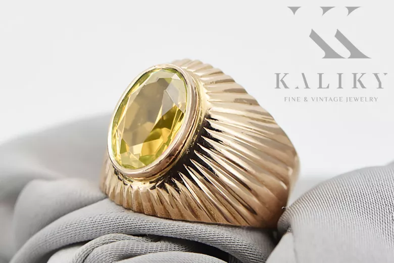 Vintage Jewlery Ring Yellow Peridot Original Vintage 14K Rose Gold vrc127r